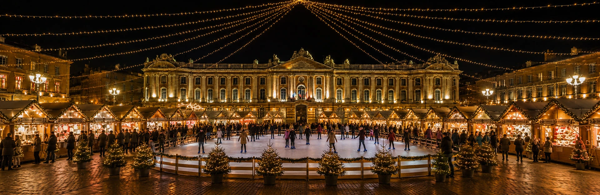 Marché de Noël nocturne place du Capitole Toulouse