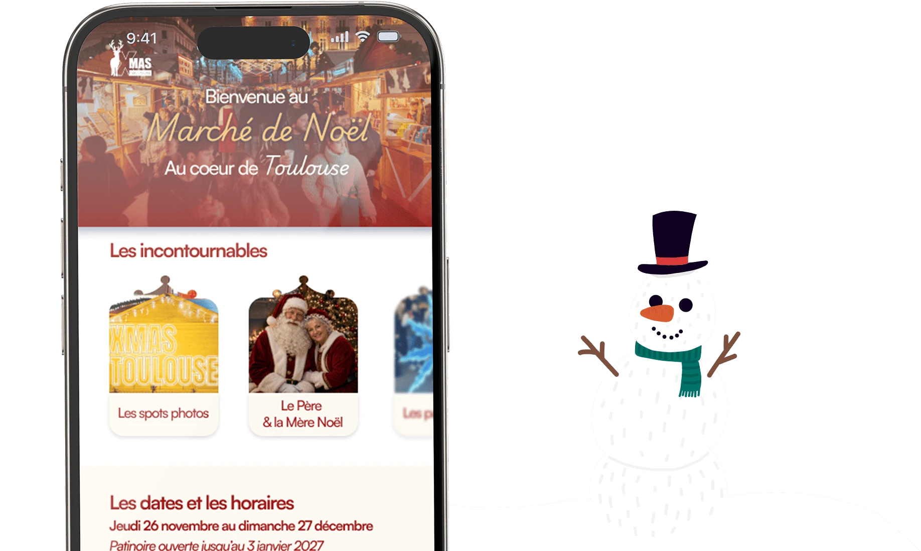 Mockup application du marché de Noël